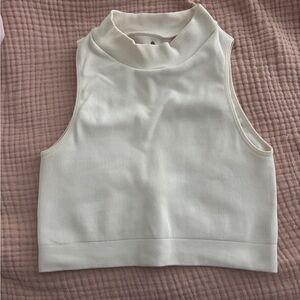 Spiritual Gangster Cream Mock Neck Open Back Tank Top
